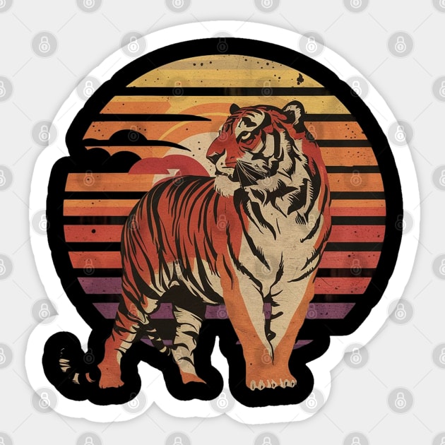 Cool Retro tiger vintage tiger tiger art Sticker by Spaceboyishere